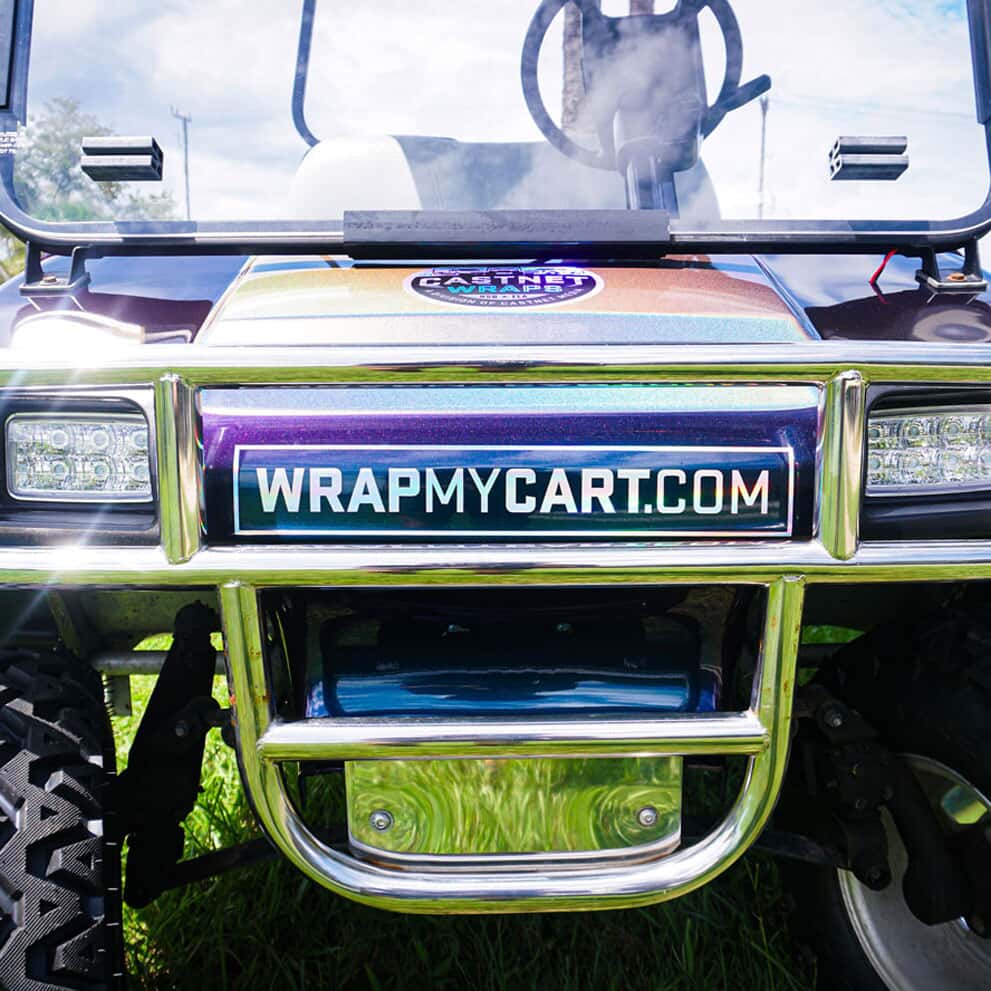 Photo of Golf Cart Wrap that Castnet Media, Printing & Design printed and installed vinyl graphics on